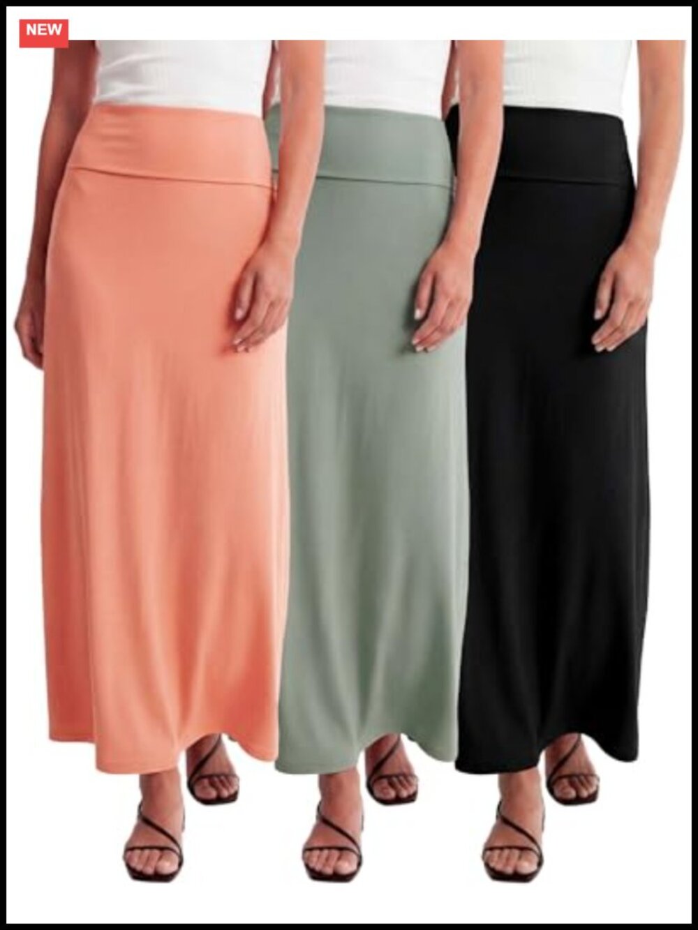 Women's 3 Pack Maxi Skirts Long Flowy High Waisted 95% Polyester 5% Spandex
